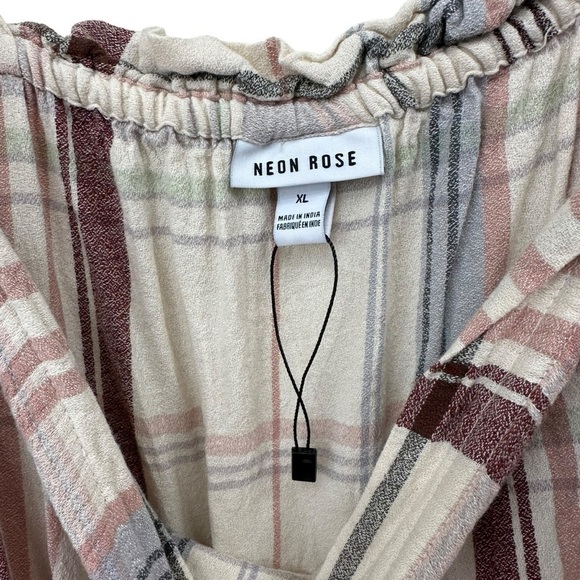 Neon Rose tiered smock dress with tie shoulders in check, XL - Picture 10 of 15